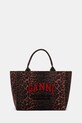 Kabelka GANNI Shopper XXL Print Leo vejde se A4 červená A6631