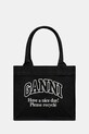 GANNI torebka bawełniana Large Easy Shopper Contrasted Logo tekstylny czarny A6647