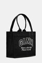 GANNI torebka bawełniana Large Easy Shopper Contrasted Logo A6647 czarny SS25