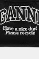 GANNI geantă de bumbac Large Easy Shopper Contrasted Logo negru A6647