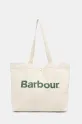 Бавовняна сумка Barbour Logo Tote Bag надрук бежевий UBA0733