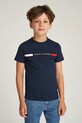 Dječja pamučna majica kratkih rukava Tommy Hilfiger natpis mornarsko plava KB0KB09351.PPYA