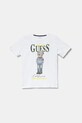 Παιδικό βαμβακερό μπλουζάκι Guess L5RI17.K8HM4.PPYA λευκό SS25