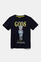 Παιδικό βαμβακερό μπλουζάκι Guess στάμπα σκούρο μπλε L5RI17.K8HM4.PPYA
