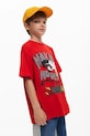 Otroška bombažna kratka majica Desigual x Disney Okrogel rdeča 25SBTK14