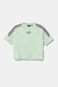 Детская хлопковая футболка EA7 Emporio Armani хлопок зелёный 7B000048.AF12874