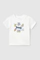 Mayoral t-shirt bawełniany dziecięcy nadruk biały 1064.3H.Baby.PPYA