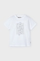 Mayoral t-shirt bawełniany dziecięcy 3027.5C.Mini.PPYA biały SS25