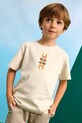 Mayoral t-shirt bawełniany dziecięcy nadruk beżowy 3039.5G.Mini.PPYA