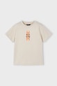 Mayoral t-shirt bawełniany dziecięcy 3039.5G.Mini.PPYA beżowy SS25