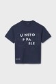 Mayoral t-shirt bawełniany dziecięcy nadruk granatowy 6013.7E.Junior.PPYA
