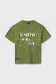 Mayoral t-shirt bawełniany dziecięcy nadruk zielony 6013.7E.Junior.PPYA