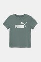 Otroška bombažna kratka majica Puma ESS No. 1 Logo Tee Okrogel zelena 684930