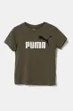 Детская хлопковая футболка Puma ESS 2 COLOR No.1 Logo Tee хлопок зелёный 685778