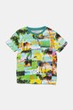 Guess t-shirt bawełniany dziecięcy wzorzyste turkusowy N5GI19.K8HM4.PPYA