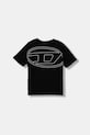 Diesel t-shirt bawełniany dziecięcy TBOGGYMEGOVALD OVER T-SHIRT J02276 czarny SS25