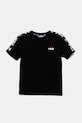 Otroška bombažna kratka majica Fila IDELBERG Okrogel črna FAT0672