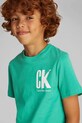 Детская хлопковая футболка Calvin Klein Jeans IB0IB02447.104.116.PPYA зелёный