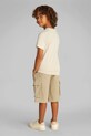 Детская хлопковая футболка Calvin Klein Jeans бежевый IB0IB02447.128.176.PPYA