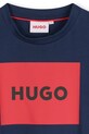 Детская хлопковая футболка HUGO G00334.162.174 тёмно-синий SS25