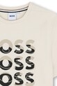 Dječaci Dječja pamučna majica kratkih rukava BOSS J52038.162.174 bež