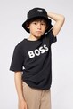 BOSS t-shirt bawełniany dziecięcy nadruk czarny J52049.114.150
