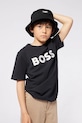 BOSS tricou de bumbac pentru copii print negru J52049.162.174