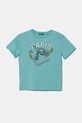 United Colors of Benetton tricou de bumbac pentru copii print turcoaz 3I1XG10IJ.P.Seasonal