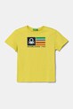 United Colors of Benetton tricou de bumbac pentru copii print galben 3I1XG10HT.P.Seasonal