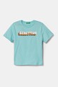 United Colors of Benetton tricou de bumbac pentru copii print turcoaz 3I1XG10HT.P.Seasonal