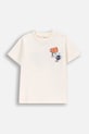 Dječja pamučna majica kratkih rukava Coccodrillo print bež WC5143222VBB