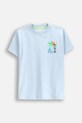 Coccodrillo t-shirt bawełniany dziecięcy nadruk niebieski WC5143216VBD
