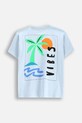 Coccodrillo t-shirt bawełniany dziecięcy WC5143216VBD niebieski SS25