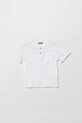 United Colors of Benetton t-shirt z domieszką lnu dziecięcy zapinany biały 3F4JG10IF.P.Seasonal