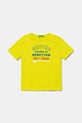 Otroška bombažna kratka majica United Colors of Benetton Okrogel rumena 3I1XG10JO.P.Seasonal