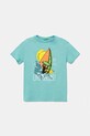 United Colors of Benetton t-shirt bawełniany dziecięcy nadruk turkusowy 3I1XC10P7.G.Seasonal