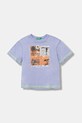 United Colors of Benetton t-shirt bawełniany dziecięcy nadruk fioletowy 3I1XG10JG.P.Seasonal