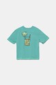 United Colors of Benetton t-shirt bawełniany nadruk turkusowy 3I1XC10P6.G.Seasonal