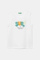 United Colors of Benetton top din bumbac pentru copii imprimeu alb 3I1XGH014.P.Seasonal