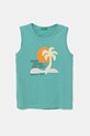 United Colors of Benetton top bawełniany dziecięcy aplikacja turkusowy 3I1XGH014.P.Seasonal