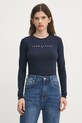 Памучна блуза с дълги ръкави Tommy Jeans DW0DW19434 тъмносин SS25