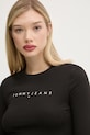 Tommy Jeans longsleeve din bumbac negru DW0DW19434