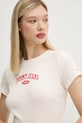Bavlněné tričko Tommy Jeans béžová DW0DW19435