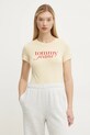 Бавовняна футболка Tommy Jeans жовтий DW0DW19447