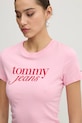 Памучна тениска Tommy Jeans розов DW0DW19447