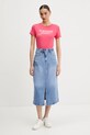 Tommy Jeans tricou din bumbac DW0DW19447 roz SS25