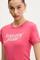Tommy Jeans pamut póló rózsaszín DW0DW19447