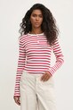 Бавовняний лонгслів Tommy Jeans червоний DW0DW19501