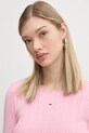 Tommy Jeans longsleeve din bumbac roz DW0DW19503