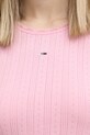 Tommy Jeans longsleeve din bumbac DW0DW19503 roz